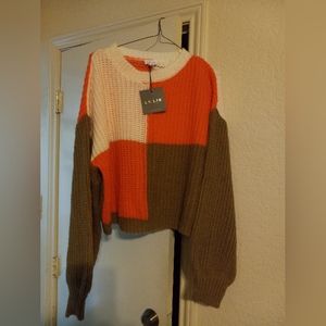 Colorblock crop sweater